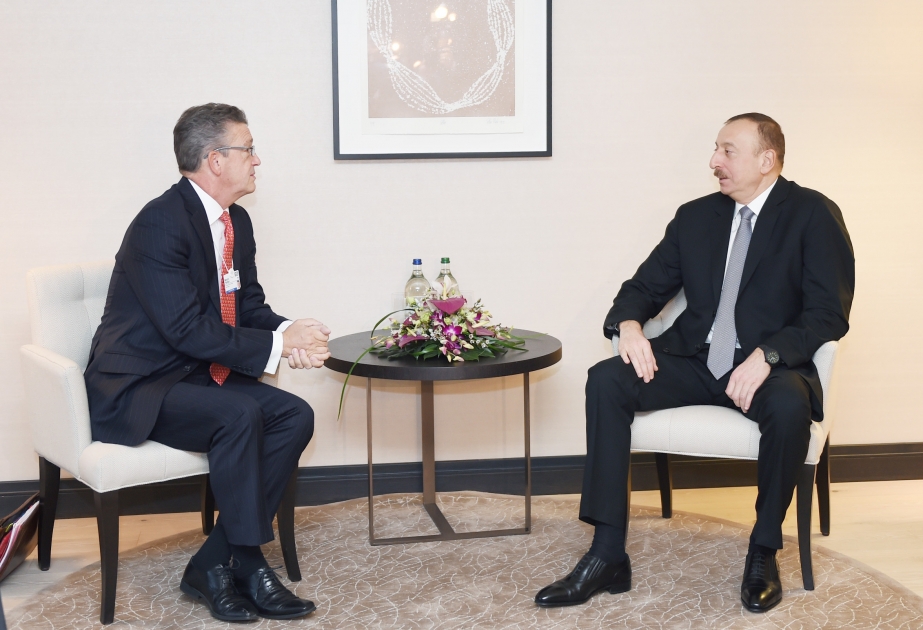Встреча Президента Ильхама Алиева с председателем компании «Swiss Re Global Partnership» ВИДЕО