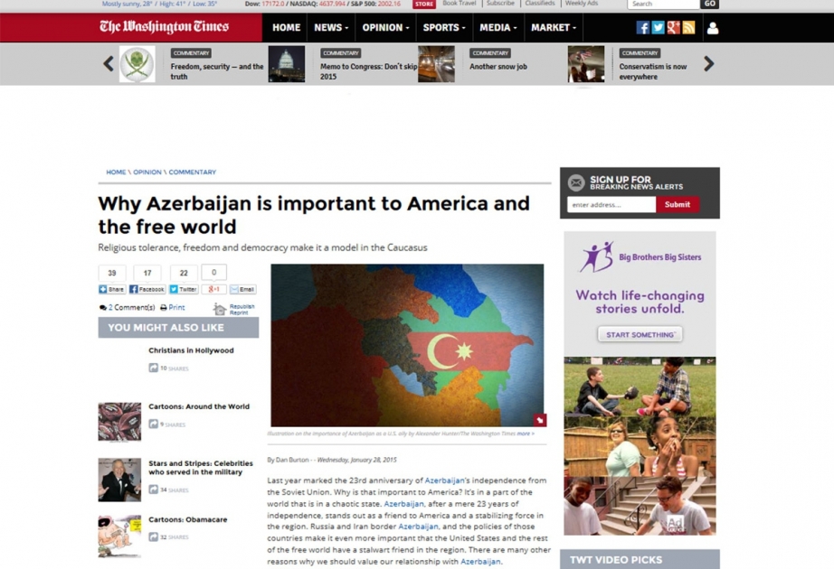 The Washington Times: Pourquoi l’Azerbaïdjan est important pour les Etats-Unis et le monde entier