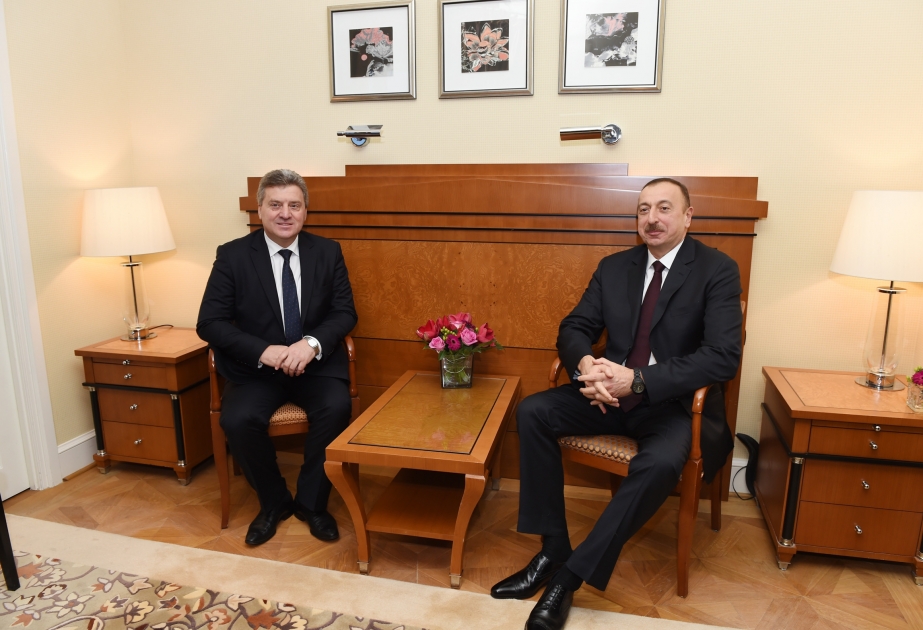 President Ilham Aliyev met with President of the former Yugoslav Republic of Macedonia Gorge Ivanov in Munich VIDEO