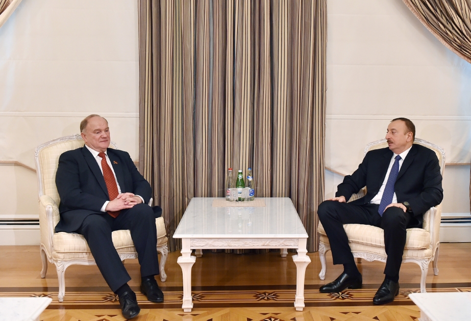 Le président Ilham Aliyev a reçu la délégation russe conduite par le président du Parti communiste VIDEO