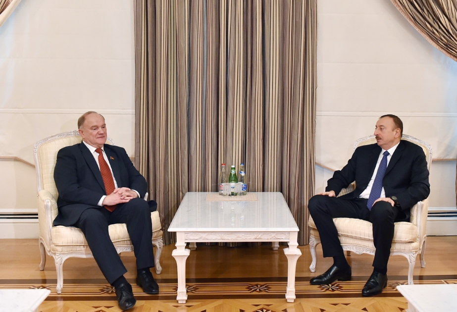 Aserbaidschans Präsident Ilham Aliyev empfing eine Delegation um den Fraktionsvorsitzenden der Kommunistischen Partei in der Staatsduma des russischen Parlaments VIDEO