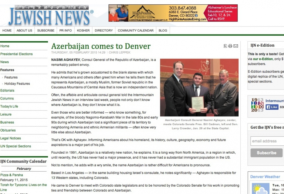 Consul General Aghayev: There has never been any anti-Semitism or religious discrimination in Azerbaijan
