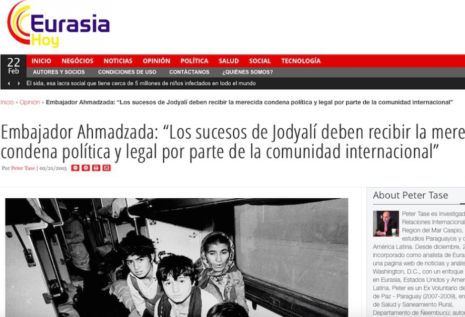 Azərbaycanın Argentinadakı səfiri Məmməd Əhmədzadə Xocalı qırğını və Ermənistanın Azərbaycana qarşı təcavüzü barədə məlumat verib