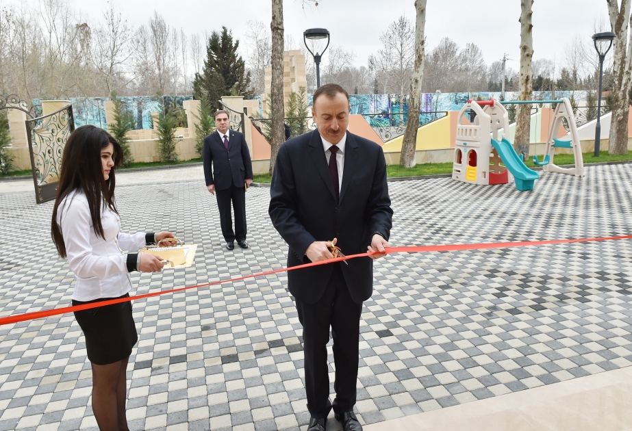 Auf Initiative der Heydar Aliyev Stiftung in der Stadt Mingatschewir ein Kindergarten gebaut VIDEO