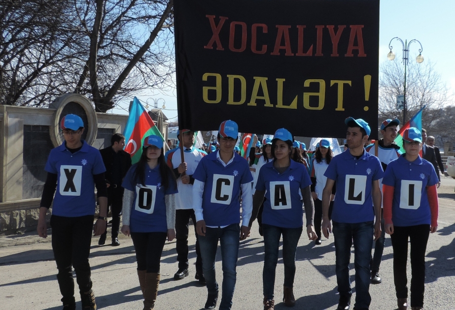Qubalı gənclər “Xocalıya ədalət” şüarı ilə yürüş keçirib VİDEO