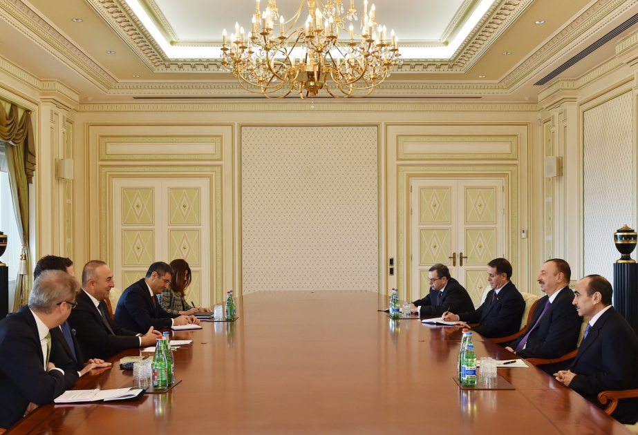 President Ilham Aliyev received a delegation led by the Foreign Minister of Turkey VIDEO