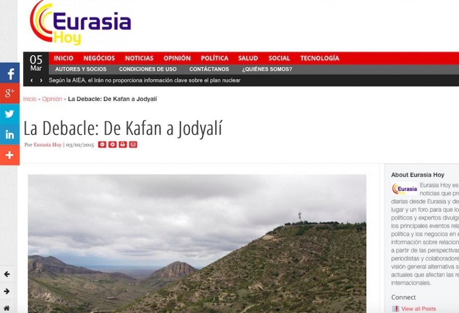 Amerikanın ispandilli “Eurasia Hoy” xəbər portalı Dağlıq Qarabağ münaqişəsinin və Xocalı faciəsinin ilkin səbəbləri haqda