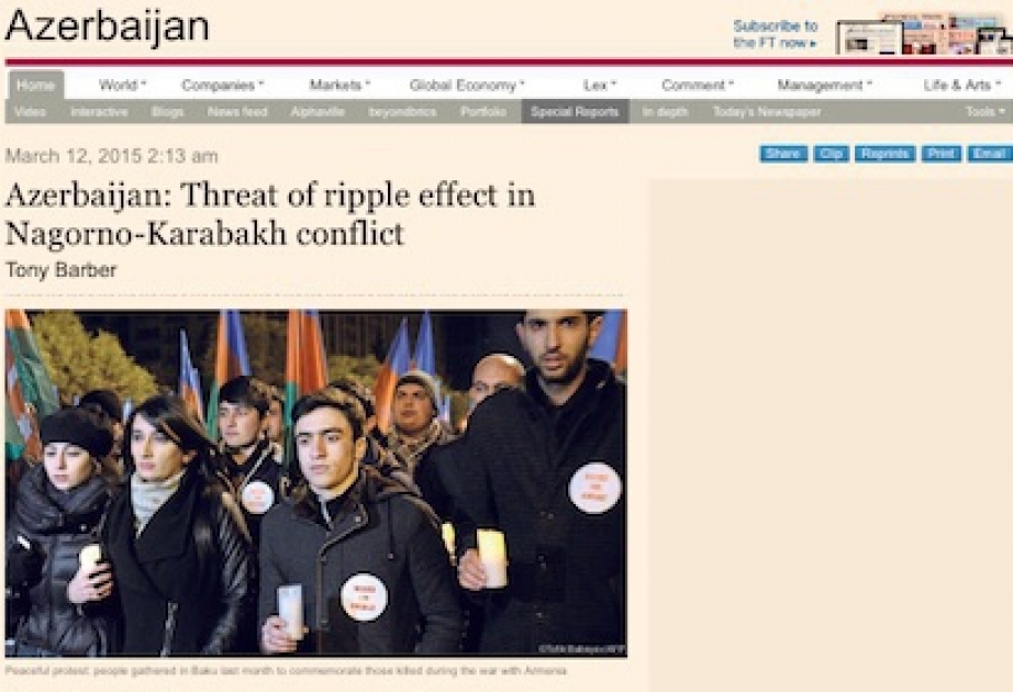 “Financial Times” qəzeti Ermənistan ilə Azərbaycan arasında vəziyyətin gərginləşməsindən yazıb