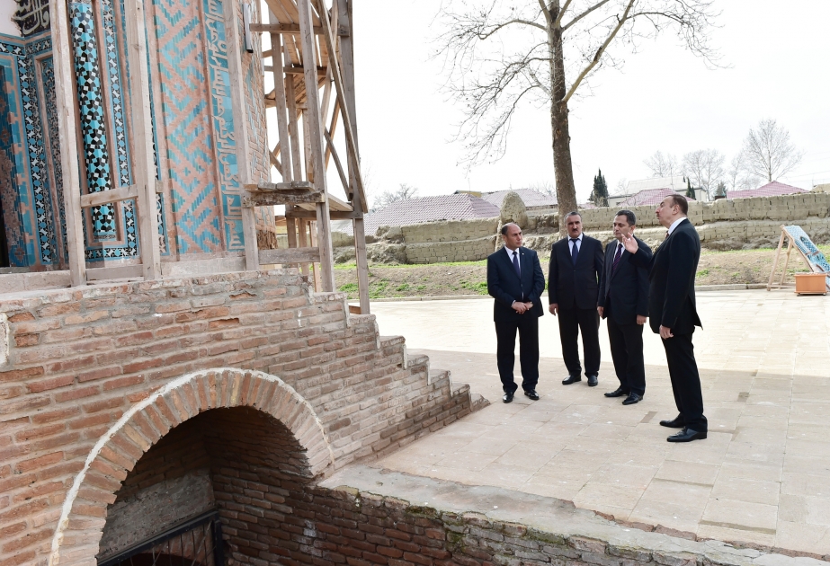 President Ilham Aliyev reviewed ongoing repair work at Barda Mausoleum VIDEO