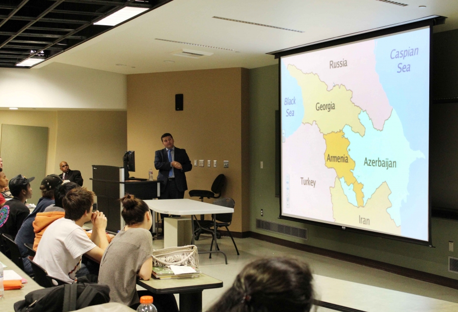Azerbaijani Consul General Aghayev speaks at California State University