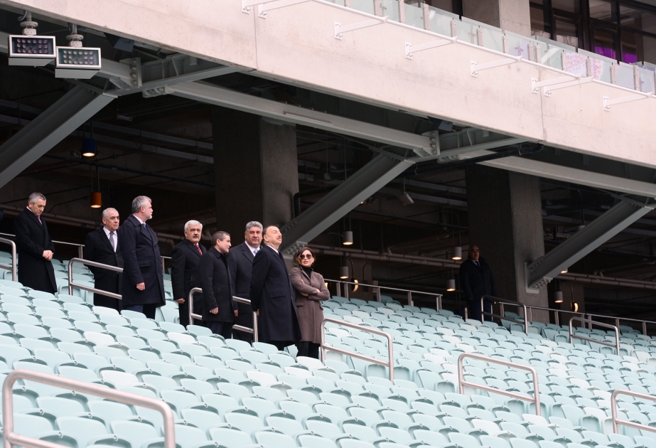 Aserbaidschans Präsident Ilham Aliyev hat an der Eröffnungsveranstaltung des Baku Olympiastadions teilgenommen VIDEO