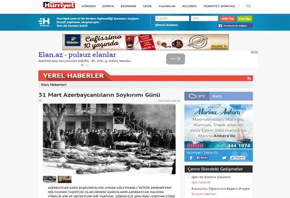 Turkish media publishes article on March 31 - Day of Genocide of Azerbaijanis