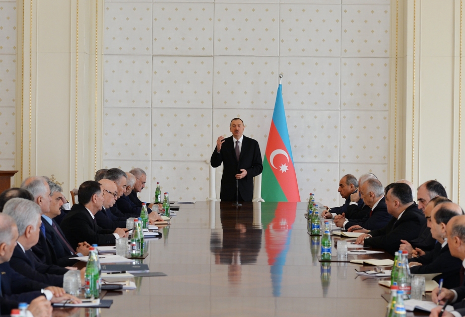 President Ilham Aliyev chaired the meeting of the Cabinet of Ministers dedicated to the results of socioeconomic development in the first quarter of 2015 and objectives for the future VIDEO