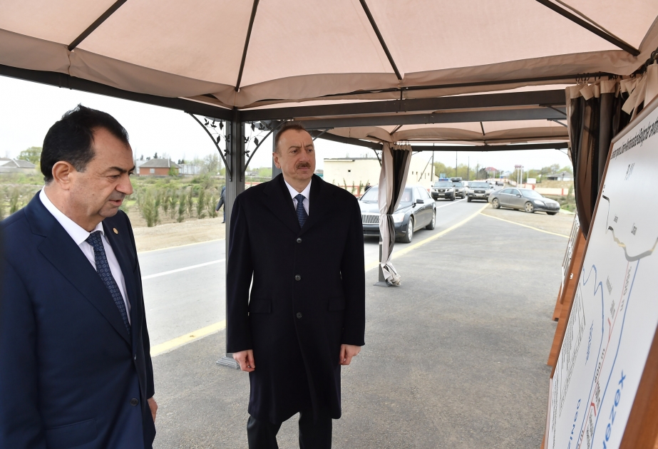 President Ilham Aliyev reviewed newly-reconstructed Liman-Narimanabad-Baligchilar highway VIDEO