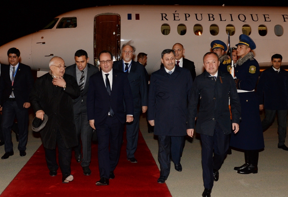 French President Francois Hollande arrives in Azerbaijan for working visit