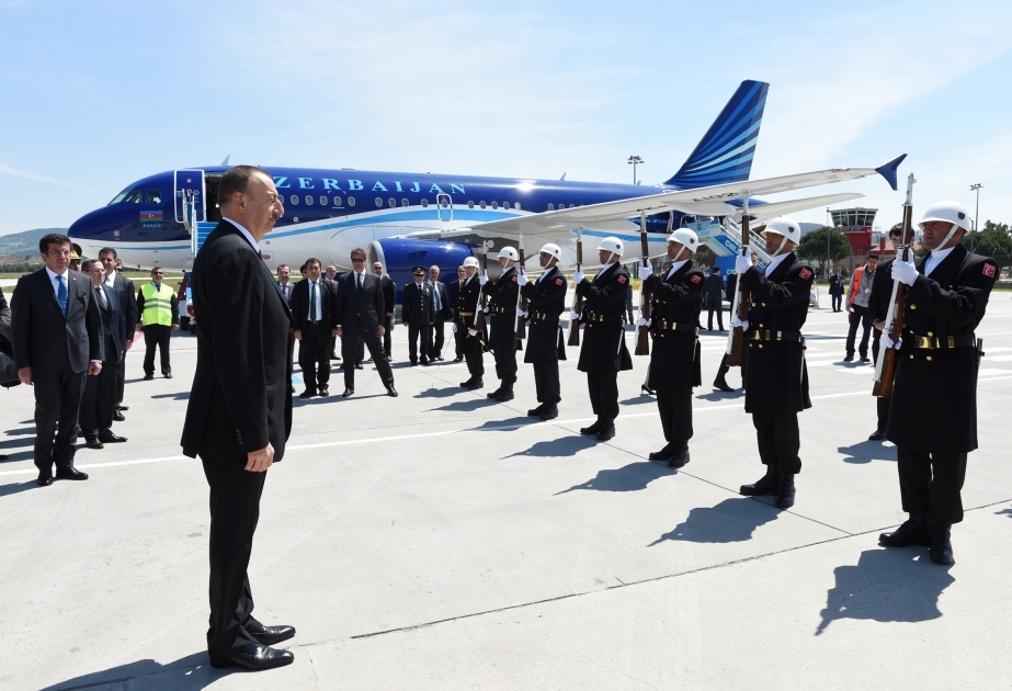 President Ilham Aliyev arrived in Turkey on a working visit VIDEO