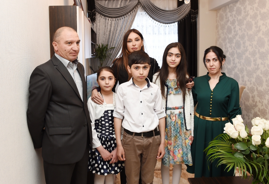 Azerbaijan`s first lady Mehriban Aliyeva attends opening of building for IDP families in Khirdalan