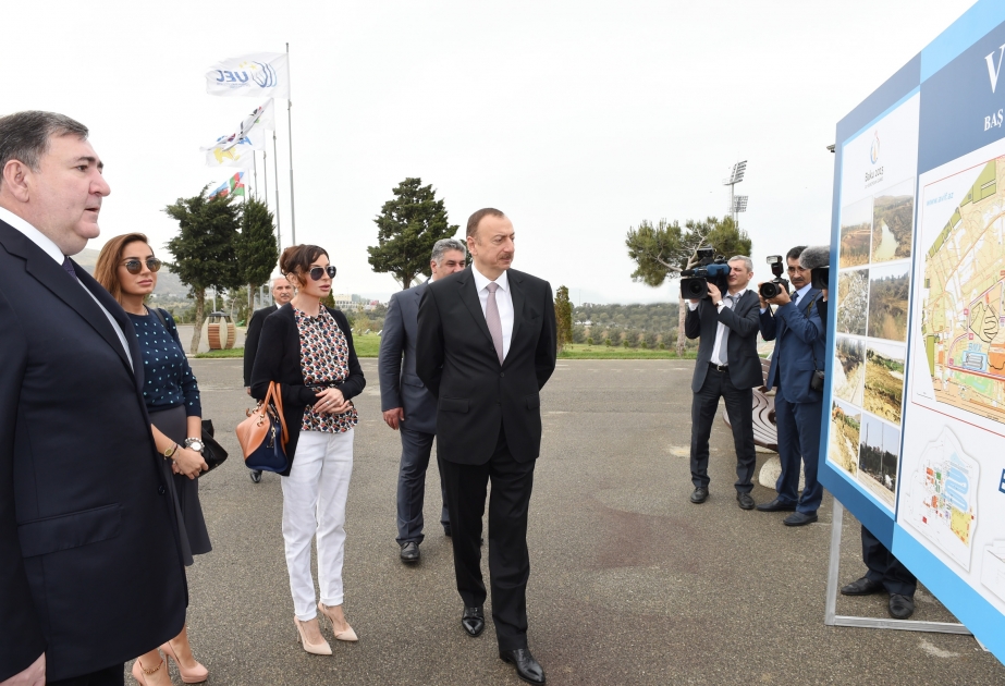 Präsident von Aserbaidschan Ilham Aliyev hat an der Eröffnung eines VeloParks teilgenommen VIDEO