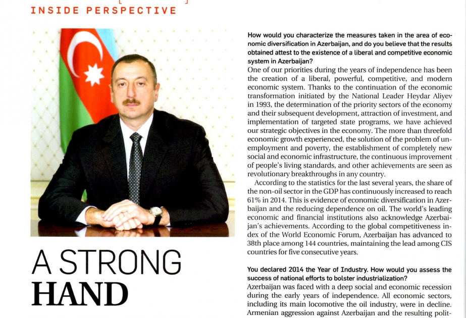 Le président azerbaïdjanais Ilham Aliyev a accordé une interview au magazine The Business Year