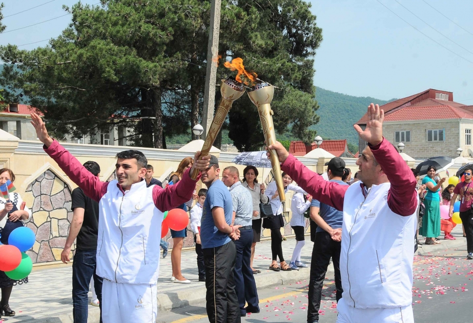 Journey of Baku 2015 Flame arrives in Balakan VIDEO