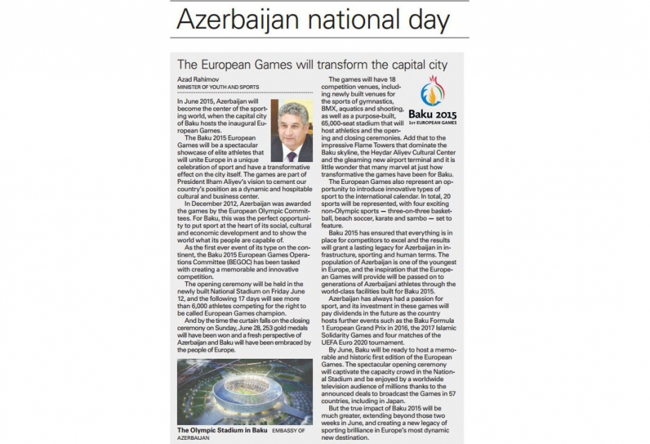 „The Japan Times” berichtet über die ersten Europäischen Spiele in Baku VIDEO