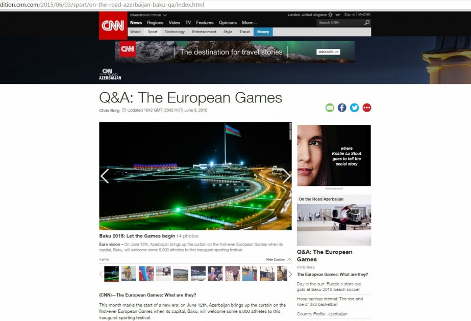 Le site de la chaîne CNN a publié un article sur les premiers Jeux Européens VIDEO