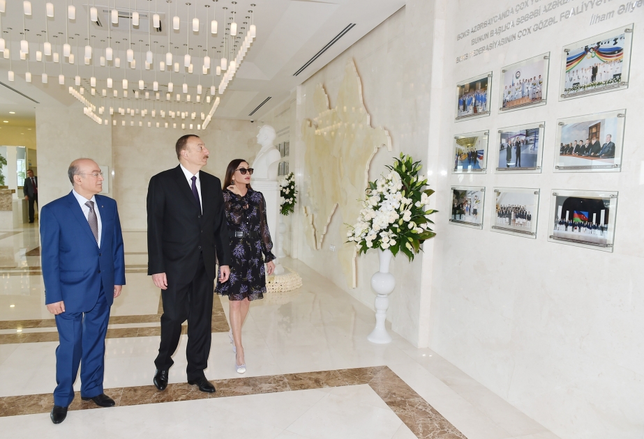 Президент Ильхам Алиев принял участие в открытии административного здания Федерации бокса Азербайджана и «Qafqaz Baku Sport Hotel» ВИДЕО