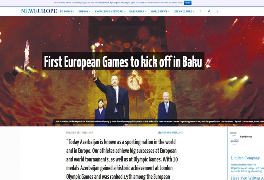 На сайте «neurope.eu» опубликована статья о первых Европейских играх