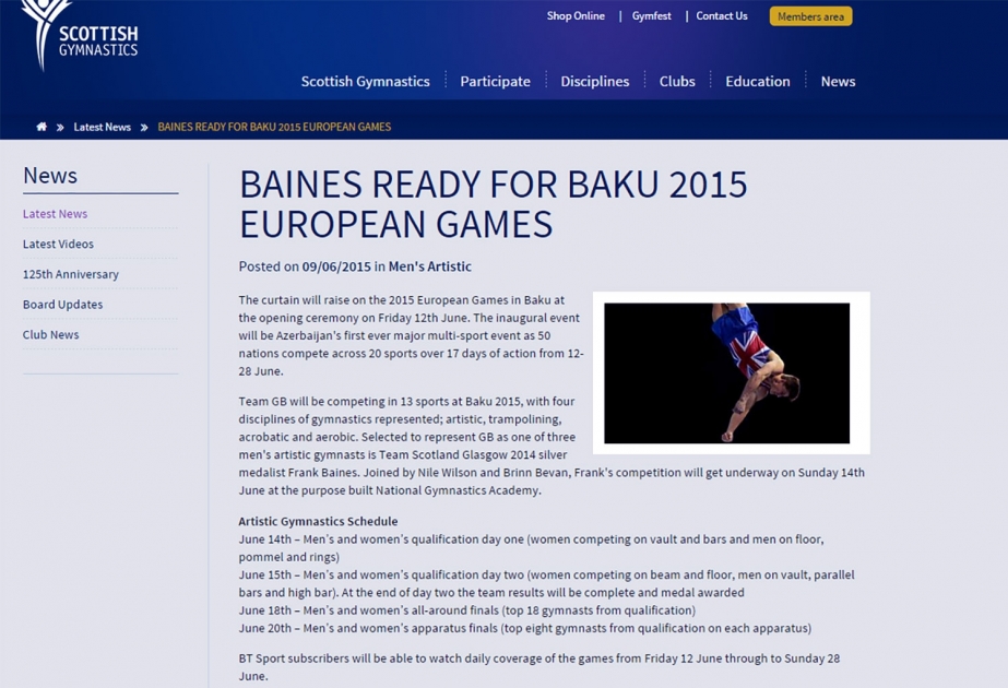 Европейская пресса: Спортсмены полностью готовы к первым Европейским играм «Баку-2015»