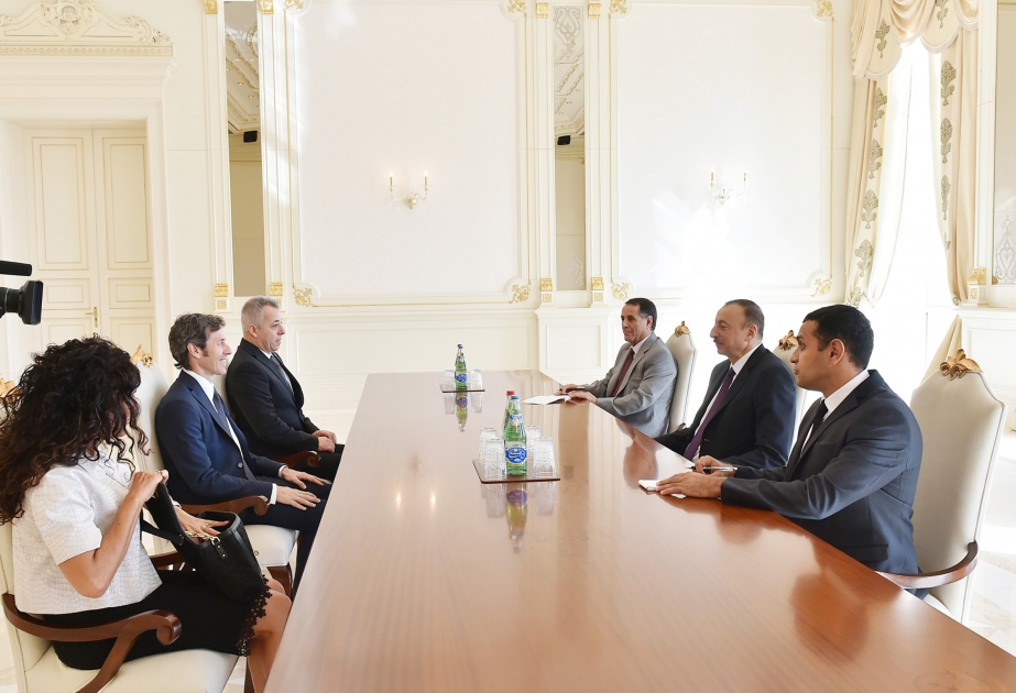 Aserbaidschans Präsident Ilham Aliyev hat die Staatschefs von San Marino Andrea Belluzi und Roberto Venturuni empfangen VIDEO
