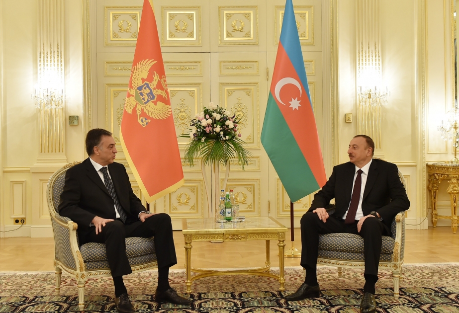 阿塞拜疆总统伊利哈姆•阿利耶夫会见黑山总统菲利普•武亚诺维奇