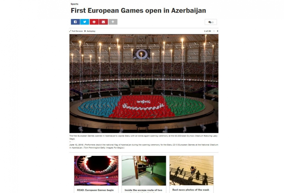 “The Washington Post” qəzetinin internet səhifəsində birinci Avropa Oyunları ilə bağlı fotosessiya yerləşdirilib