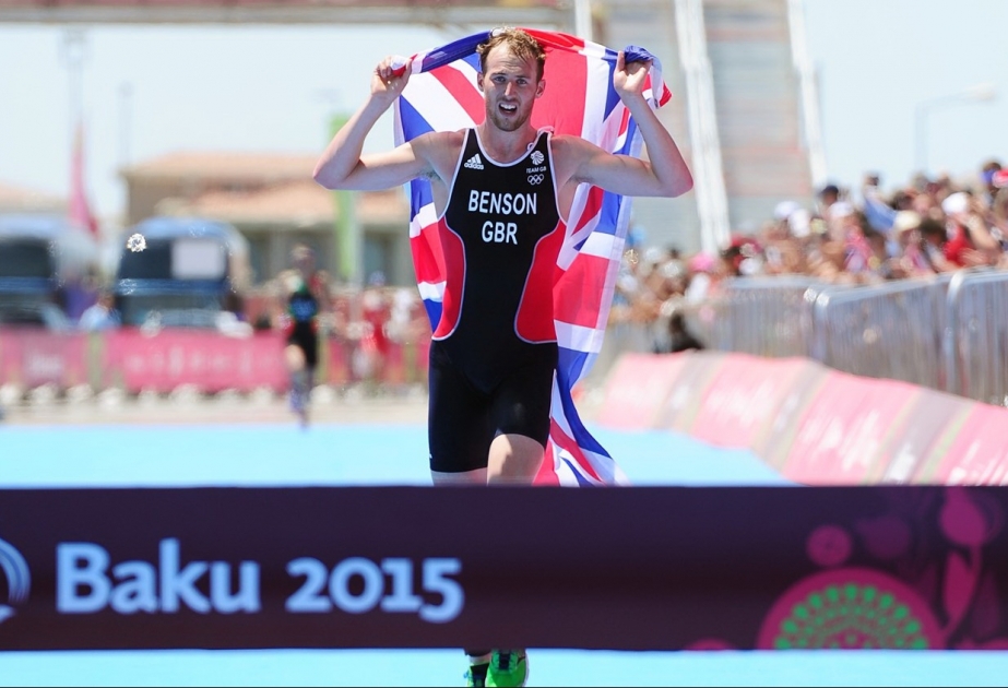 Great Britain's Gordon Benson wins men's triathlon
