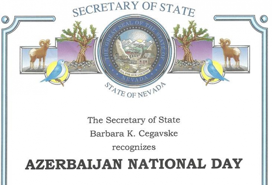 Штат Невада издал прокламацию о Национальном Дне Азербайджана
