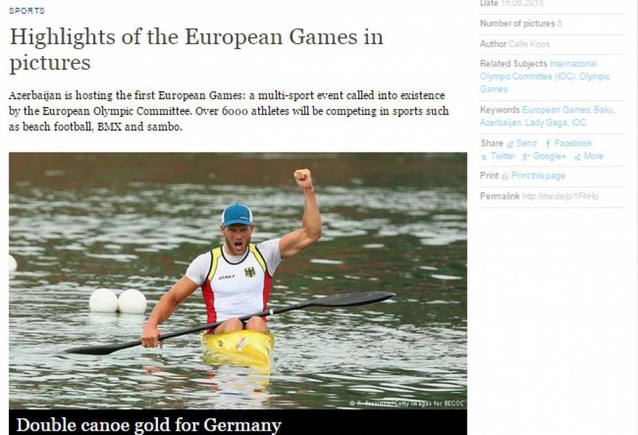 «Deutsche Welle»: первые Европейские игры – мульти-спортивное мероприятие на фотографиях