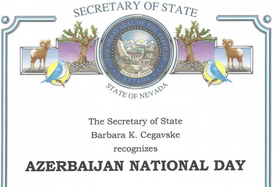 Nevada ştatında Milli Azərbaycan Günü haqqında proklamasiya qəbul edilib