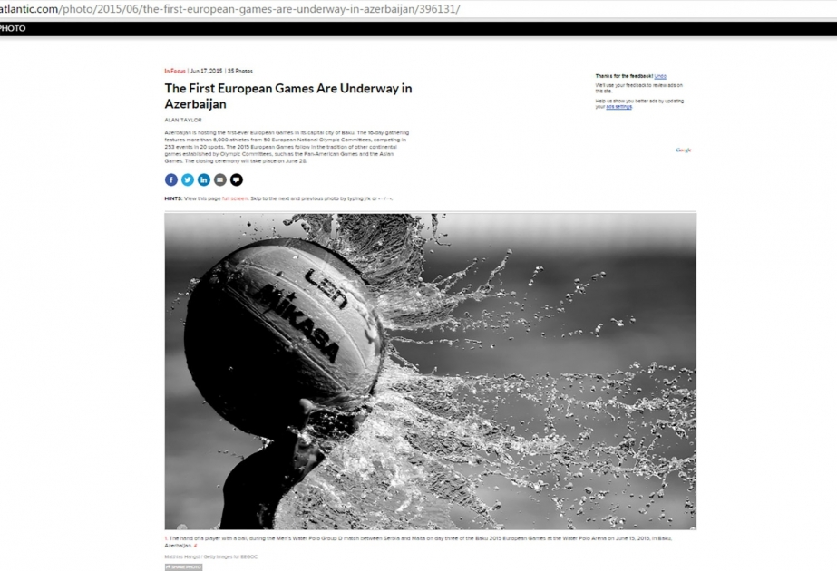 The Atlantic newspaper highlights first European Games VIDEO