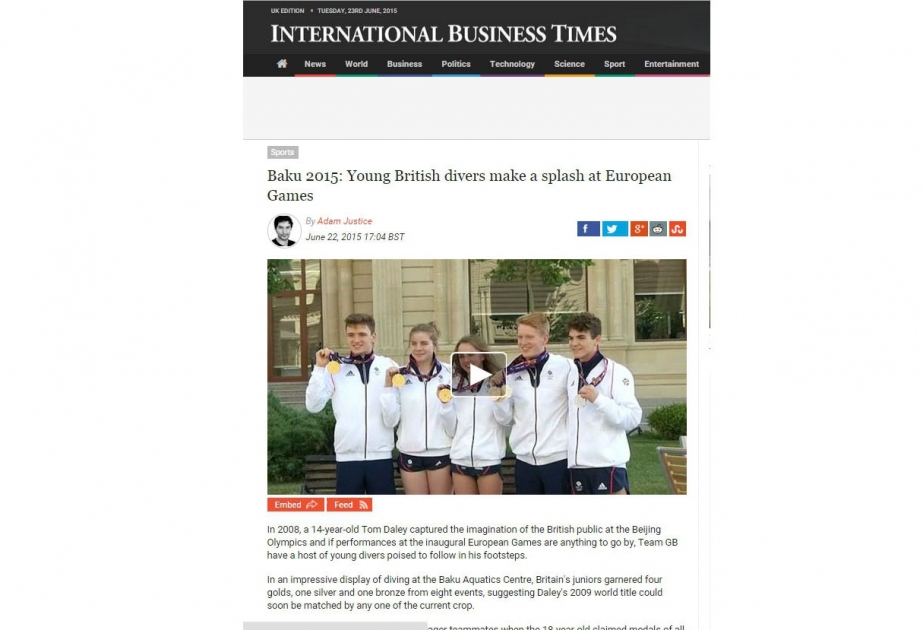 Le portail britannique «Ibtimes» a diffusé un reportage sur les premiers Jeux Européens VIDEO
