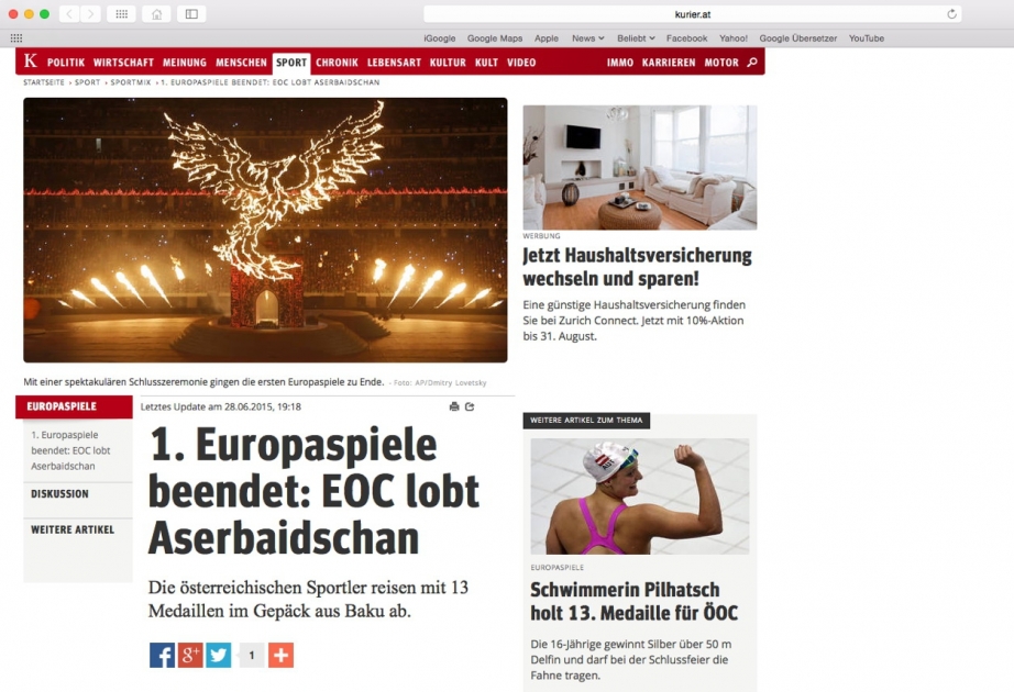 First European Games in spotlight of Austrian press