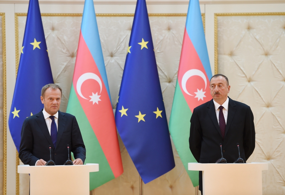 Azərbaycan Prezidenti İlham Əliyevin və Avropa İttifaqı Şurasının prezidenti Donald Tuskun birgə mətbuat konfransı VİDEO