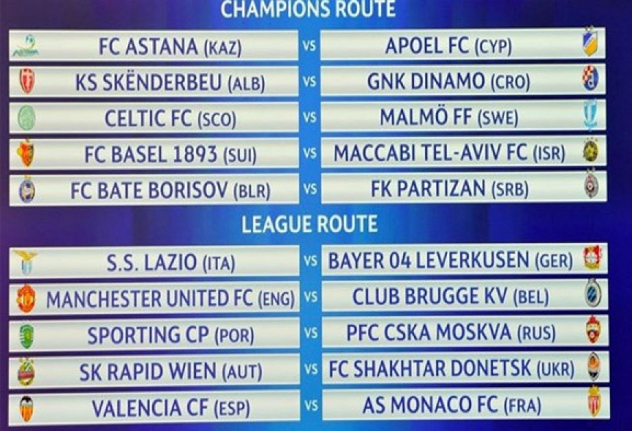 Çempionlar Liqası yarışlarında pley-off mərhələsinin cütləri müəyyənləşib