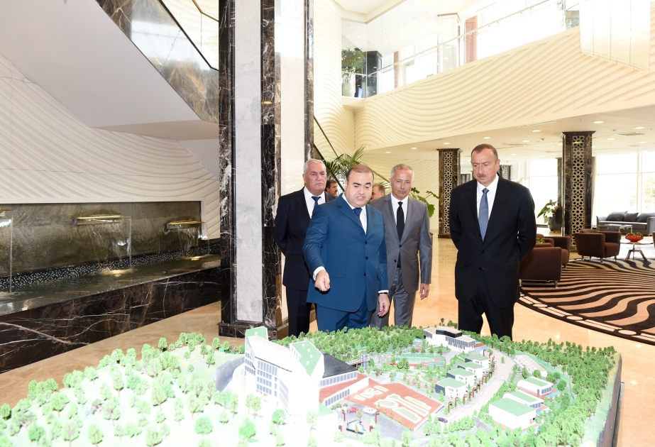 Aserbaidschans Präsident Ilham Aliyev nimmt an der Eröffnung des Gesundheits- und Erholungskomplexes „Qalaalti Hotel & SPA“ teil VIDEO