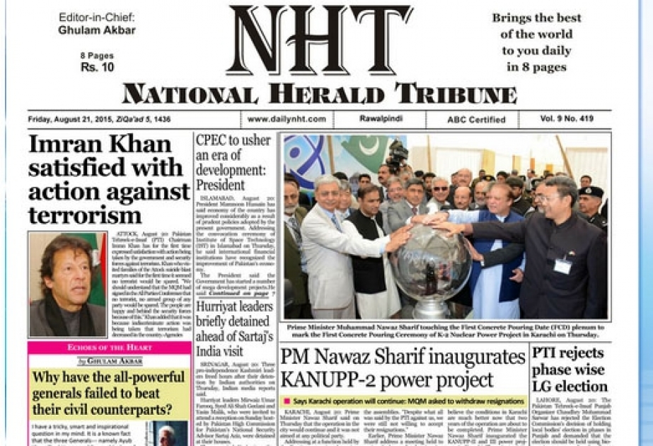Pakistanın “National Herald Tribun” qəzetində Füzuli və Cəbrayıl rayonlarının işğalının 22-ci ildönümü ilə bağlı məqalə dərc edilib