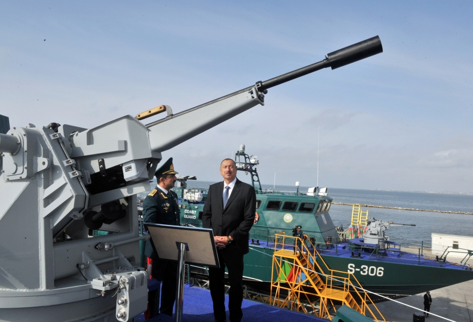 President Ilham Aliyev reviewed a new border guard ship of the Coast Guard of the State Border Service VIDEO