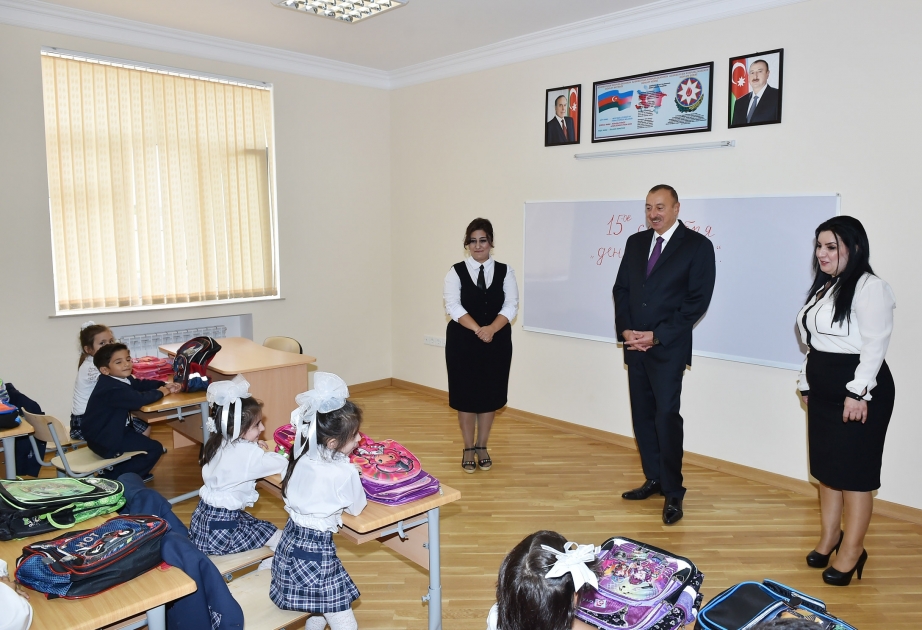 President Ilham Aliyev reviewed school No. 148 after repair and reconstruction in Baku VIDEO