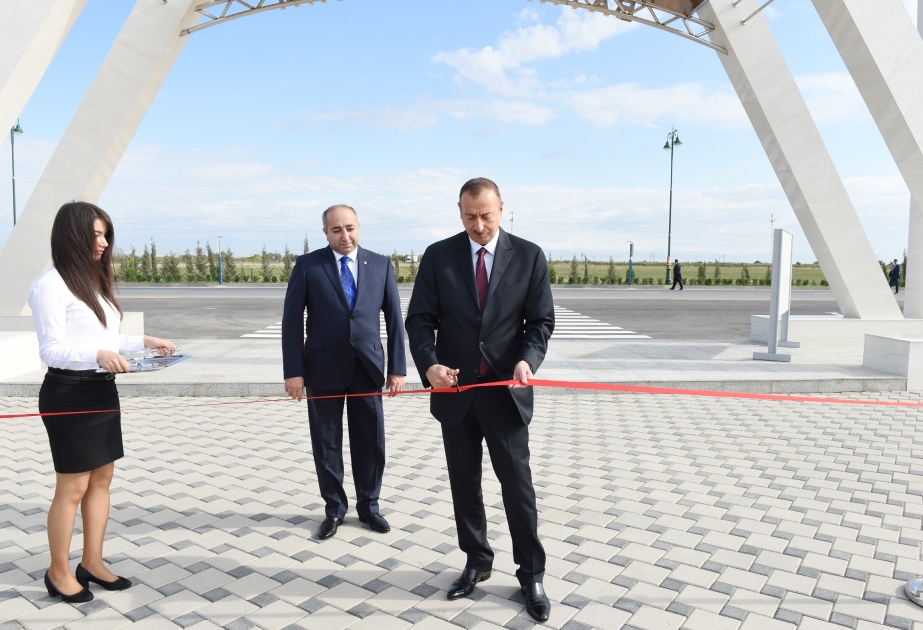 President Ilham Aliyev attended the opening of the Flag Square in Kurdamir VIDEO