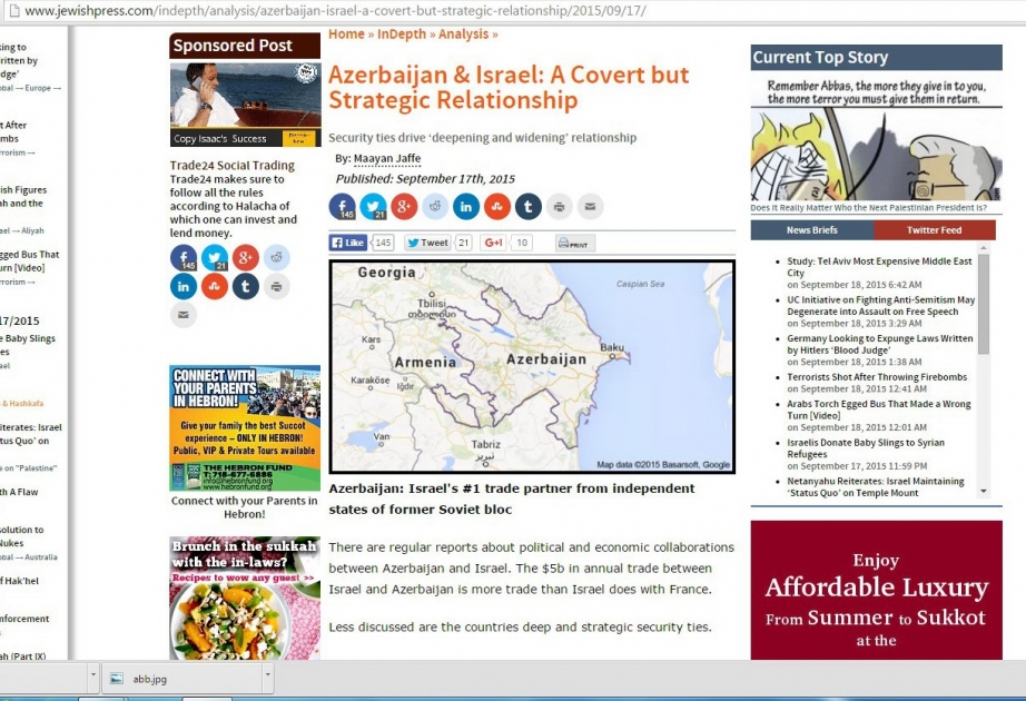 Amerikanın “The Jewish Press” qəzeti: “Qərb Azərbaycan ərazilərinin ermənilər tərəfindən işğal edilməsinə münasibətdə ikili standartlar siyasəti yürüdür”