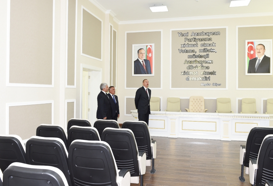 President Ilham Aliyev attended the opening of the new administrative building of Aghsu District branch of New Azerbaijan Party VIDEO