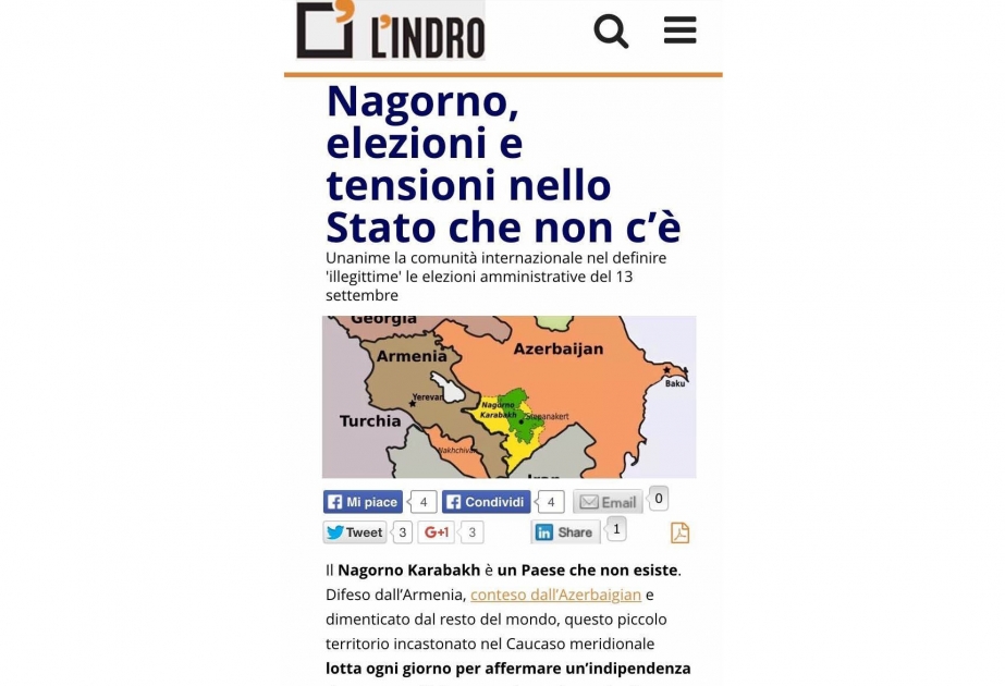 Italian L’indro news portal focuses on situation in South Caucasus