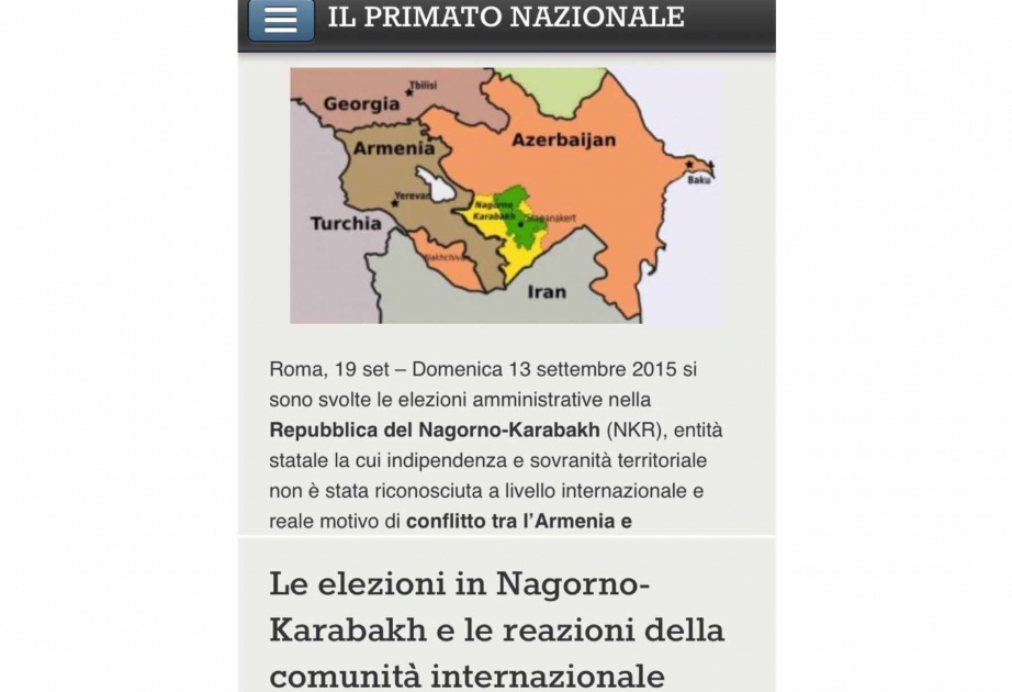 “Il Primato Nazionale”: “Dağlıq Qarabağ respublikası”nda keçirilən seçkilər beynəlxalq birlik tərəfindən tanınmır
